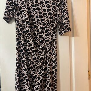 Connected Apparel Black and Pink Midi Dress